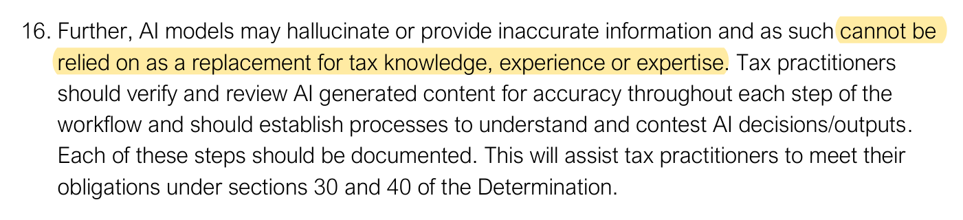 Tax Practitioners Board guidance TPB(GS) 55/2026, paragraph 16, highlighted: "cannot be relied on as a replacement for tax knowledge, experience or expertise".